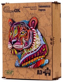 3D kézzel készített fa puzzle - Tigris A4