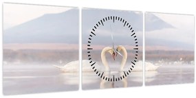 Kép - Szerelmes hattyúk (órával) (90x30 cm)