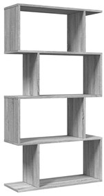 4 szintes szürke sonoma fa elválasztó könyvespolc 70x24x129 cm