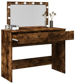 füstös tölgy színű fésülködőasztal LED-del 100 x 40 x 120 cm