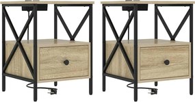 vidaXL Éjjeliszekrény 2 pcs Sonoma tölgy 41,5 x 40,5 x 55 cm Faanyag
