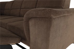 Kinyitható ülőgarnitúra, barna szövet, balos, SANTIAGO