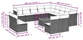 14 részes szürke polyrattan kerti ülőgarnitúra párnákkal