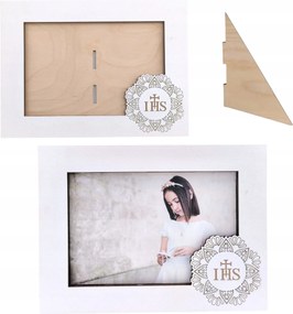Fehér Közösségi képkeret 10x15 cm Ihs ostya ajándék Elsőáldozás