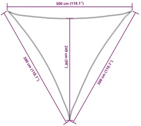 krémszínű háromszögű oxford-szövet napvitorla 3 x 3 x 3 m