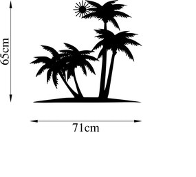 Palm fém fali dekoráció, 71×65 cm