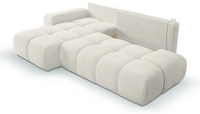 Kihúzható L-alakú kárpitozott sarokülőgarnitúra tárolóval ALMADA balos bézs