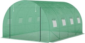 Outsunny Üvegház 300x400x200cm Fóliás Üvegház Paradicsomház Ajtóval, 8 Ablakkal, Galvanizált Acél Fóliás Tunnellal, 170g/m² PE, Stabil Növény Tunnelt,