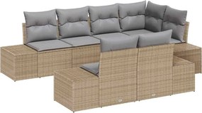 vidaXL Kerti Kanapé Szett párnával 7 pcs Barna és szürke polirattan