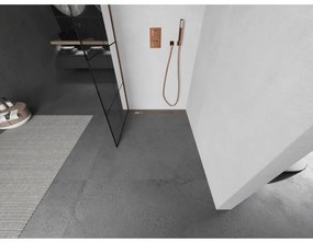 Mexen Kioto zuhanyparaván 70x200 cm 8 mm, profilrózsa arany, üvegfekete minta 1, 800-070-101-60-77