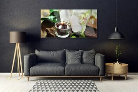Üvegkép falra Orchid gyertya Spa 125x50 cm