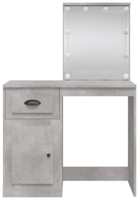 betonszürke fésülködőasztal LED-lámpákkal 90x42x132,5 cm