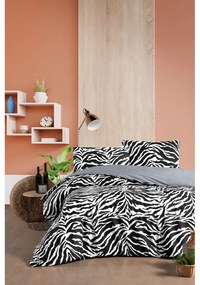 Fekete-fehér kétszemélyes-hosszabbított pamut ágyneműhuzat lepedővel 200x220 cm – Mila Home