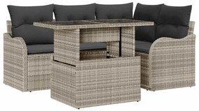 vidaXL Kerti Kanapé Szett párnával 5 pcs Világosszürke Poly Rattan