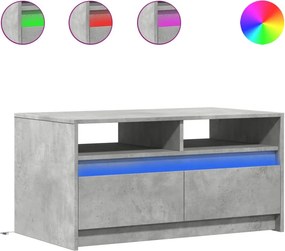 vidaXL betonszürke szerelt fa dohányzóasztal LED-világítással