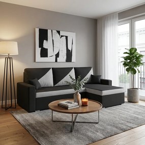 ASTRA2 Kinyitható sarokkanapé Fekete/ezüst