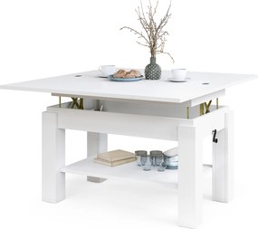 Mazzoni BRAWO Fehér - NYITHATÓ/MAGASÍTHATÓ DOHÁNYZÓASZTAL POLCCAL ÉTKEZŐASZTALKÉNT IS HASZNÁLHATÓ