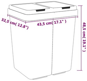antracitszürke dupla szemeteskuka 2x25 L