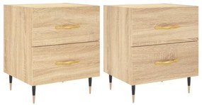 2 db sonoma tölgy színű szerelt fa éjjeliszekrény 40x35x47,5 cm