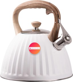 Rozsdamentes Hagyományos Vízforraló Síppal Indukciós Gáz 2,8L Fehér