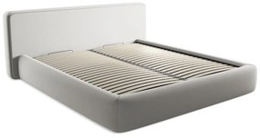 Világosszürke kárpitozott ágyneműtartós franciaágy ágyráccsal 180x200 cm Kiana – Makamii