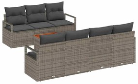 vidaXL Kerti Kanapé Szett párnával 8 pcs Szürke polirattan
