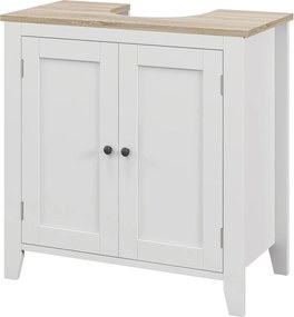 Kleankin fürdőszobai mosdókagyló szekrény talppal – 2 ajtós, állítható polcos modern stílus, 60x30x60 cm fehér | Aosom