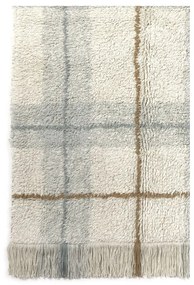 Krémszínű-zsályaszínű mosható-kézi szövésű pamut szőnyeg 90x120 cm Tartan Blue Sage – Lorena Canals