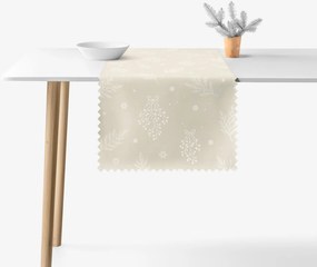 Goldea karácsonyi viaszosvászon asztali futó - téli ágak latte 35x140 cm