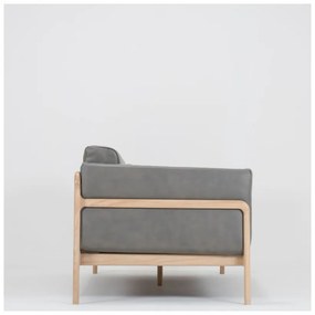 Fawn sötétszürke kanapé bivalybőrből, tömör tölgyfa szerkezettel, 210 cm - Gazzda