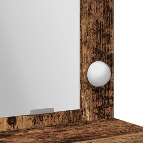 LED-es öltöztetőasztal régi fa hatással 79x41x135 cm