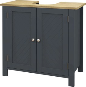 kleankin Mosogató Alatti Szekrény Forgácslapból és MDF-ből 2 Ajtóval és Állítható Polccal, Vízálló, 60x30x60 cm, Sötétszürke | Aosom