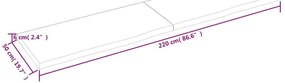 sötétbarna kezelt tömör tölgyfa asztallap 220x50x(2-6) cm