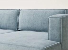 Világoskék zsenília kinyitható-tárolóhelyes sarokkanapé (jobb oldali-heverő résszel) Velto – Maison de Rêve