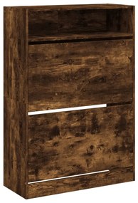 füstös tölgy cipőszekrény 2 kihajtható fiókkal 80x34x116 cm