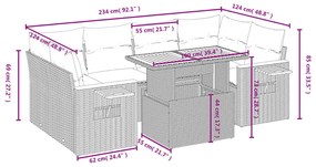 7 részes bézs polyrattan kerti ülőgarnitúra párnákkal