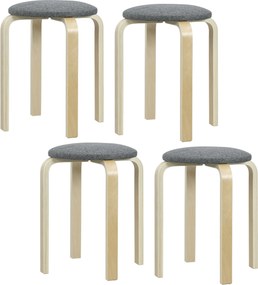 HOMCOM 4 darabos étkezőstool készlet, rakásolható kerek stoolok, konyhai stoolok vászonhatású borítással, párnázott stulok étkezőbe, nappaliba, konyhá