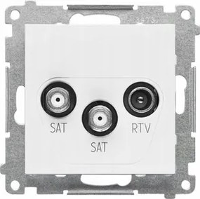 Simon 55 Műholdas antenna aljzat Dupla Sat-sat-rtv Fehér Matt