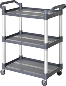 HOMCOM 3-Tier Alumínium Ötvözet Kerekes Konyhai Tárolókocsi 105 kg Teherbírással Étkezőhöz és Fürdőszobához - 88x44x93 cm Szürke | Aosom