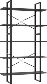 vidaXL 5 szintes szürke szerelt fa könyvszekrény 100 x 30 x 175 cm