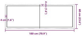 sötétbarna kezelt tömör asztallap 180x60x(2-4) cm