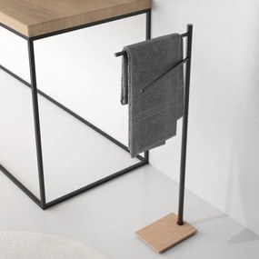Gedy - TRILLY törölközőtartó állvány, 83,5 cm, matt fekete/bambusz