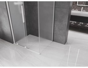 Mexen Velar, tolóajtós zuhanykabin 140 x 100 cm, 8 mm-es matt üveg, fehér matt, 871-140-100-31-20