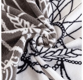 Mikroplüss ágyneműhuzat szett TIRSO szürke-fehér + mikroplüss lepedő SOFT 180x200 cm fehér, franciaágy