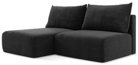 Fekete kinyitható-tárolóhelyes sarokkanapé (bal oldali) Kalena – Makamii