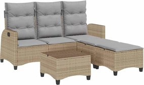 vidaXL 3 részes bézs polyrattan kerti ülőgarnitúra párnákkal L-alakú