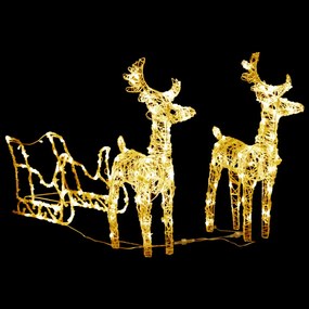 akril rénszarvasos-szános karácsonyi dísz 160 LED-del 130 cm