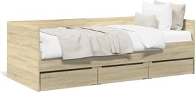 vidaXL sonoma tölgy színű fém ágykeret matrac nélkül 90x190 cm