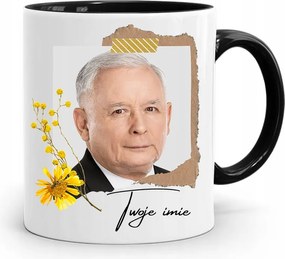 Fekete Bögre Pis Elnök Jaroslaw Kaczynski Név nyomtatott fényképpel