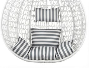 Fehér függőszék KOKON állvánnyal, fehér-szürke párna